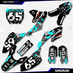 Gray & Cyan Savage Camo Graphics Kit fits 18-24 Yamaha YZ65 YZ 65 Decal Sticker - Bild 1 von 5