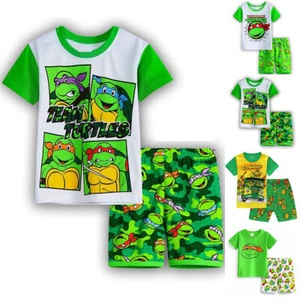 Kids Boys Mutant Ninja Turtles Shorts Pajamas Pjs Set Summer Nightwear Sleepwear - Picture 1 of 13