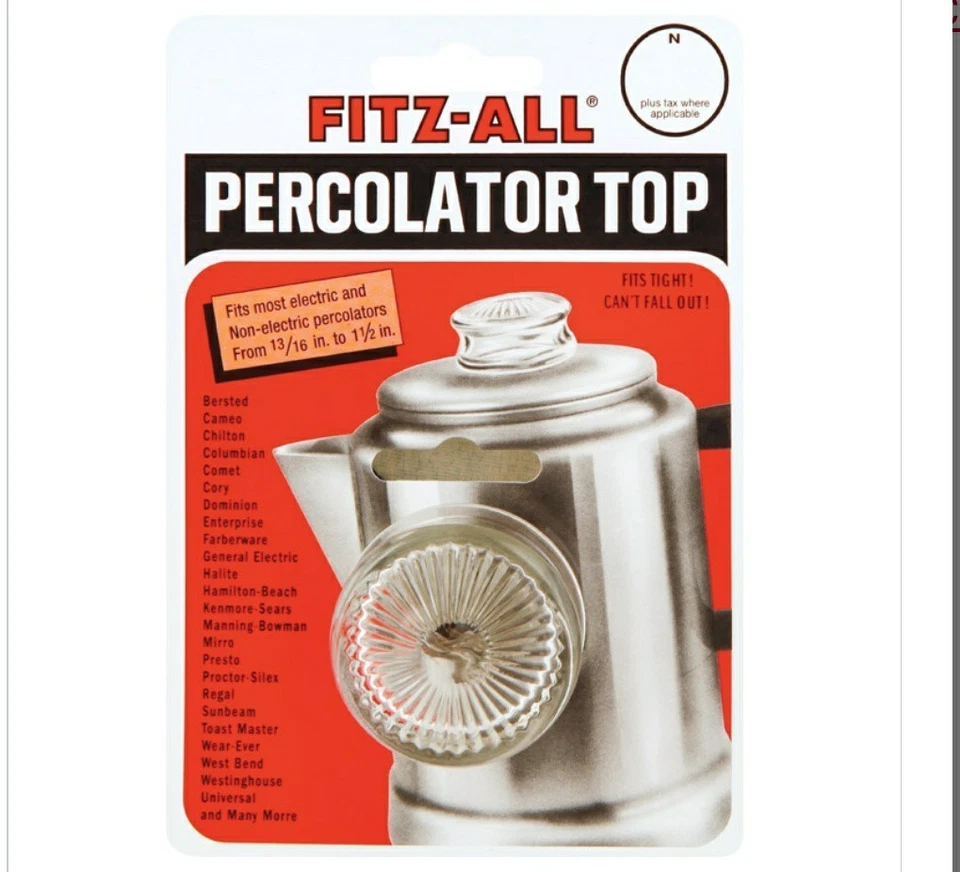 FITZ-ALL Vidrio Repuesto Percolador Superior Transparente Universal Café 13/16" - 1-1/2" Foto 1 de 1