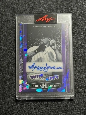REGGIE JACKSON 2025 LEAF SPORTS HEROES WIN CITY AUTO PURPLE CRYSTAL 8/15 SP - Image 1 of 2