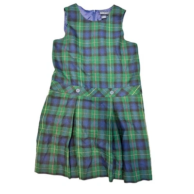 Vestido Jersey Lands' End Niñas a Cuadros Verde Azul Uniforme Escolar Talla 14 Foto 1 de 4