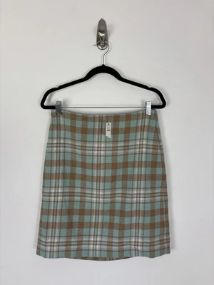 Nuevo con etiquetas Falda Lápiz Talbots Cuadros Talla 4 Marrón Azul Mezcla Lana Forrada Preppy Foto 1 de 4