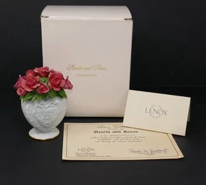 Ramo de flores de porcelana fina Lenox 1990 corazones y rosas en caja original - Imagen 1 de 15
