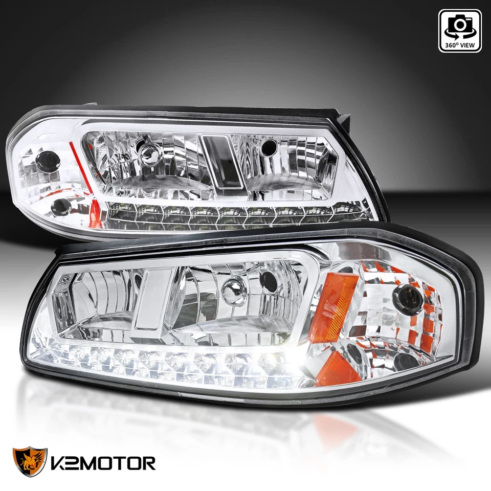 Clear Fits 2000-2005 Chevy Impala LED Strip Headlights Lamps Left+Right 00-05 - Изображение 1 из 4