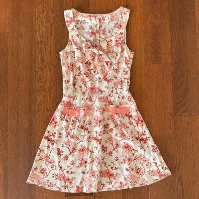 Vintage Betsey Johnson Floral and Skull Cherub Print Mini Dress size 0  - Image 1 of 4