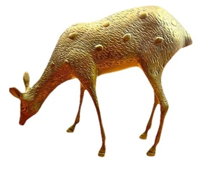 1970s Vintage Solid Brass Deer ~ Brass Doe Grazing Brass Animal Figurine 8” Tall - Picture 1 of 5