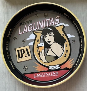 Lagunitas Brewing Co IPA doppelseitiges Waldo 13 3/4" Metall Bar Bier Serviertablett - Bild 1 von 12