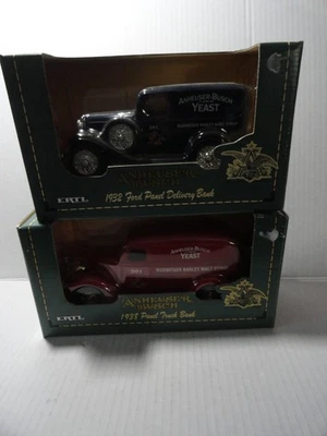 2 ERTL ANHEUSER BUSH DIECAT БАНКИ -1938 ПАНЕЛЬ ГРУЗОВИК И 1932 FORD ДРОЖЖИ ГРУЗОВИК NIB - Изображение 1 из 4