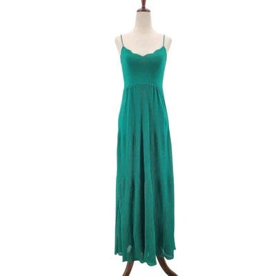 Sandro Paris Womens 6 - 38 Dress Roxana Maxi Scalloped Green Knit Cocktail Party - Image 1 of 4