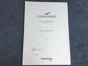 British Airways Concorde Vide Mint Concorde Original Vol Certificat 1993-99 - Imagen 1 de 1