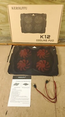 Kerolffu k12 Almohadilla de Refrigeración para Portátil 14-17 Pulgadas 4 Ventiladores 110mm con Conector USB Foto 1 de 4