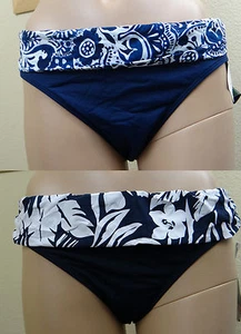 RALPH LAUREN blue gathered sides fold waist swim bikini bottom pant,10,12,14,16 - Picture 1 of 7