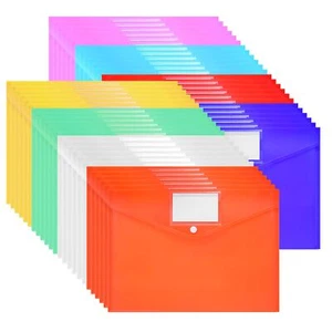 48pcs Plastic Folders for Documents,Plastic Envelopes with Snap ClosureFolder... - Picture 1 of 7