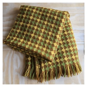 Vintage 1960's Farbio Woven Checkered Throw Blanket - Picture 1 of 8