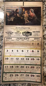 1954 CALENDAR OUR LADY OF PERPETUAL HELP NEW ALBANY INDIANA KANNAPEL DAIRY - Picture 1 of 13