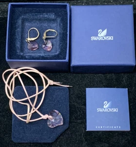 Nuova collana cordino ciondolo mini cuore cristallo trasparente rosa Swarovski + scatola orecchini - Foto 1 di 6