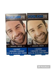 ✅ Double the Coverage! 2Pk Brown Men's Beard Dye-Brush-In Gel(Mustache & Beard)