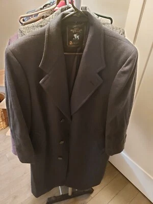 HART SCHAFFNER & MARX Coat Pure Virgin Wool Overcoat Gray Mens 44R Length - Image 1 of 3