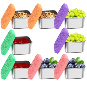 Stainless Steel Snack Containers Easy to Clean Small Food Storage Container Kit{ - Picture 1 of 8