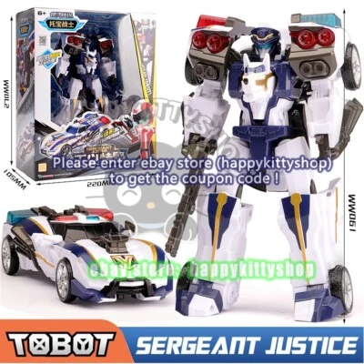 Tobot V Galaxy Detectives 8" Sergeant Justice Figure Police Car Boys Robot Toy - Image 1 of 3