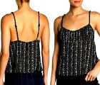 NWT Free People Donna Satin Camisole in Black w/ Lavender Hearts Size S MSRP $58