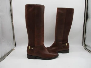 Cole Haan Adler Brown Leather Stretch Knee High Riding Boots Sz 10 B - Picture 1 of 9