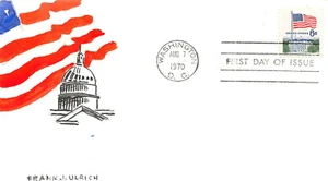  1338D 6c Flag unlisted, Frank Ulrich hand painted cachet [97121] - Picture 1 of 1
