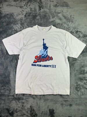 Camiseta Adidas Strohs RUN FOR LIBERTY III Rayas Logo Trifolio XL Verdadera Vintage Años 80 Foto 1 de 4
