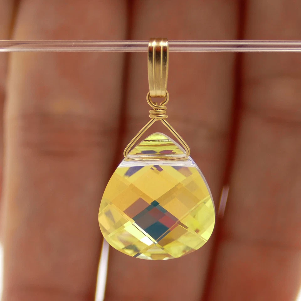 ⛶ ● FANTASTISCHES LICHTSPIEL ● Kristall Anhänger "AURORA" ygf 14k Gold 585 - Bild 1 von 4