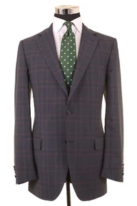 Faconnable x CARUSO Blue Glen Plaid Check Wool Sport Coat Jacket Blazer 40 L - Picture 1 of 8