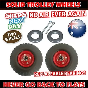 Heavy Duty Trolley Wheel 16mm SOLID RUBBER Tyres 4.10/3.50-4 tyre Quality Wheels - Picture 1 of 13