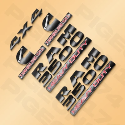 For RAM 3500 Emblem Heavy Duty Rear 4X4 Cummins Turbo 3D Badge Black 68245542AE - Image 1 of 4
