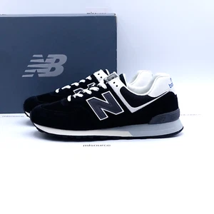 Size 10.5 Men's New Balance 574 Sneakers U574BK2 Black/White/Grey - Picture 1 of 7