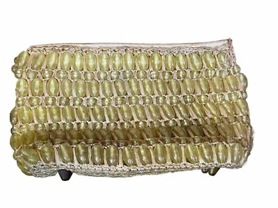 Bolso de Mano Vintage Años 50 Gaymode Of Japan Amarillo Tejido Cuentas Foto 1 de 4