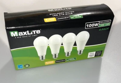 MAXLITE 4 Light Bulbs 15W LED Same As 100W Dimmable Soft White E26 Medium Base - Image 1 of 4