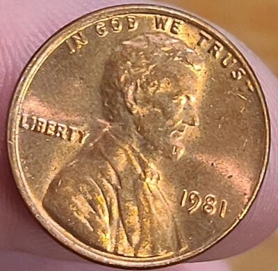1981 Lincoln Head Memorial penny Obverse Tilted Collar Proof Like No Mint - Image 1 of 2