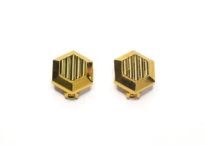 Dior Gold Tone Geometric Hexagone Ribbed Clip-on Earrings - Picture 1 of 10