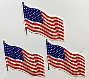 Waving American Flag w/ Pole Stickers Lot of 3 Vend Mach Decals US Stars Stripes - Picture 1 of 7