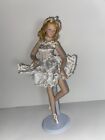 10” Porcelain Ballerina Figurine in White Floral Beaded Dress