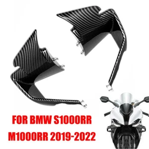 Carbon Fiber Style Spoiler Fxed Wind Winglets For BMW S1000RR M1000RR 2019-2022 - Picture 1 of 11