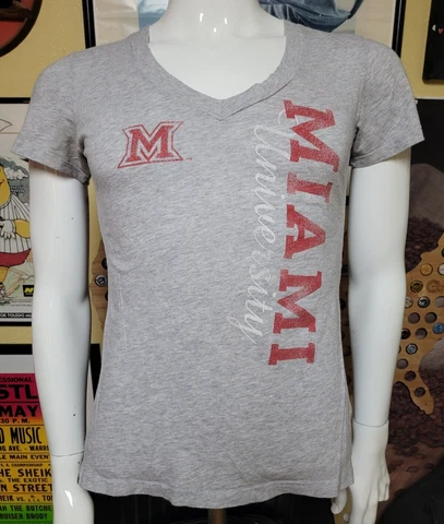 Miami OH University Redhawks Womens V Neck T Shirt Large Jansport Nice Cover