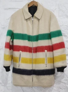 Vintage Hudsons Bay Wool Striped point Jacket Coat Sz Large - Picture 1 of 13