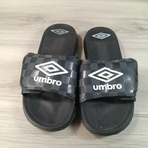 Umbro Slider Shoes Youth Medium 3 Black White Spell Out Logo - Picture 1 of 8