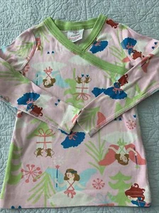 100 Hanna Andersson Pink Xmas Green Princess Pj Top Knit - Picture 1 of 5