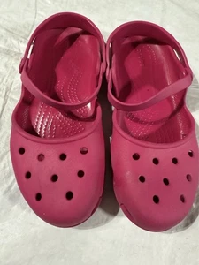 Crocs Mary Jane Sling Back Sandals Comfort Flats Pink Women Size 9 - Picture 1 of 6