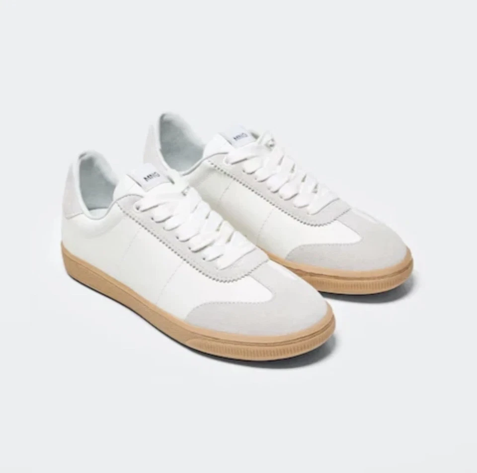 Zapatillas deportivas de cuero con suela en contraste de mango talla 9 blancas grises usadas en excelente estado Foto 1 de 4