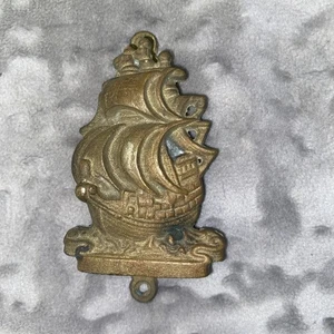 Vintage Nautical Door Knocker Galleon Brass Tall Ship England Free Shipping! - Picture 1 of 8