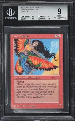 1993 Magic The Gathering Arabian Nights Bird Maiden (light 1) C2 :R: #11 BGS 9.0 - Image 1 of 2
