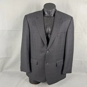 Tasso Elba Sportcoat Men 43R Vitale Barberis Canonico Wool Brown Check 2-Button  - Picture 1 of 13