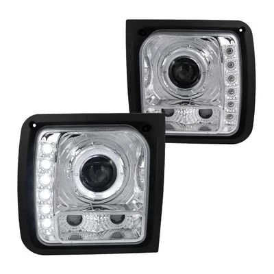 Fits 1997-2001 Jeep Cherokee Led Strip Halo Projector Headlights Left+Right - Image 1 of 4
